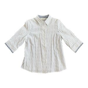 Allison Daley White and Black Striped Button Down Shirt